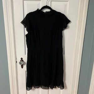 Adrianna Papell Black Crepe Ruffle Dress